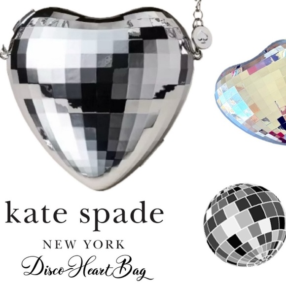 Kate Spade X Target Silver Reflective Disco Heart Crossbody Bag - Picture 6 of 7